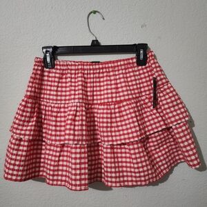 Wild Fable Gingham Tiered Skirt Red And White Plaid